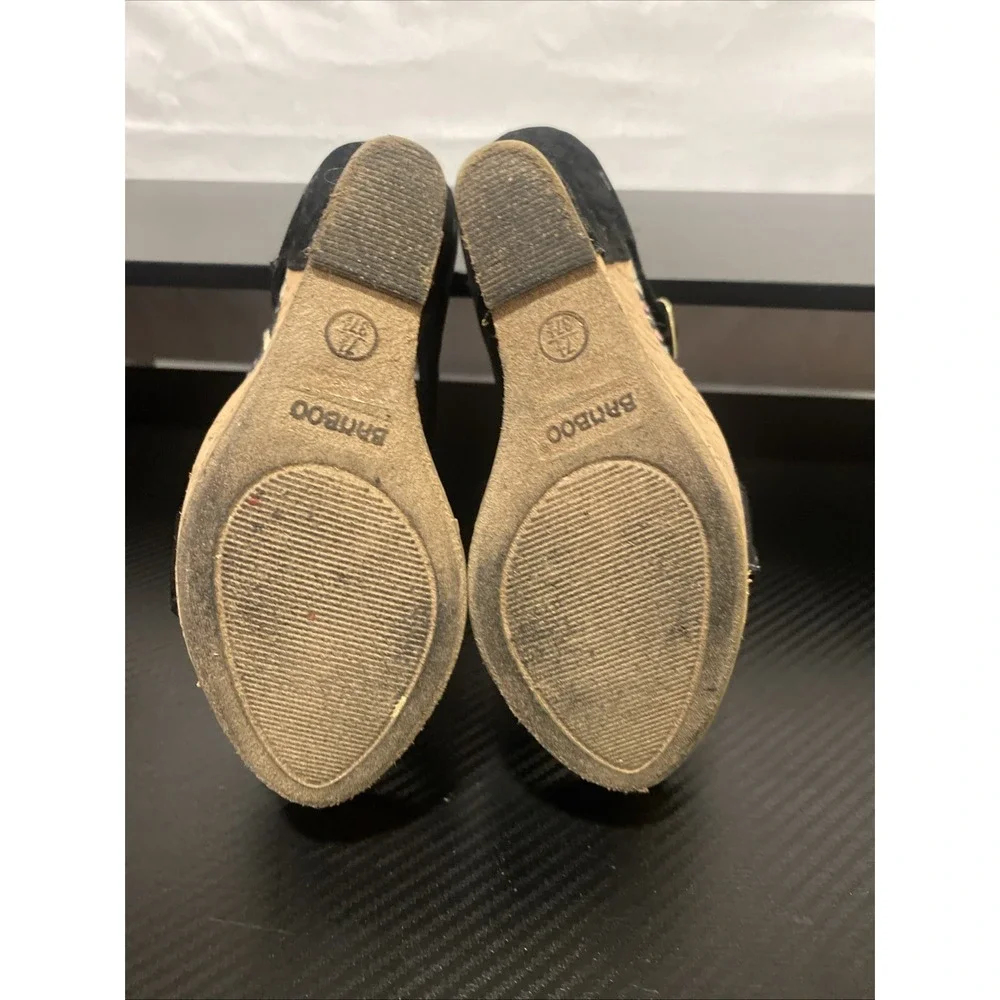 Bamboo Patent Wedge Smooch-14 Cork Sandals - Ankle Strap - Size 7.5